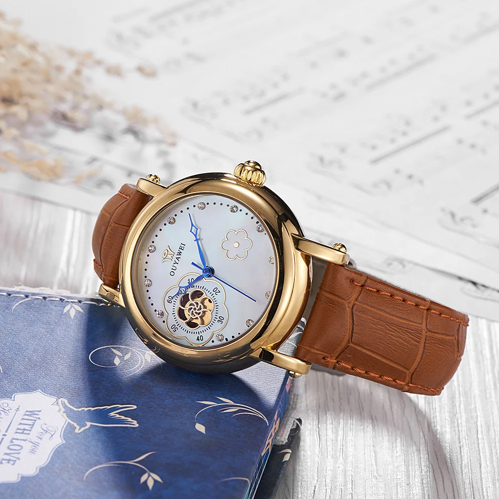 Часы OYW женские автоматические механические с кожаным ремешком | Наручные часы