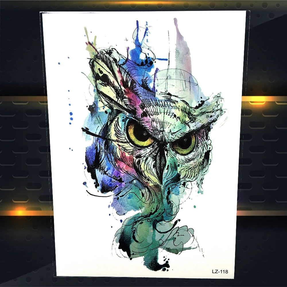 25 дизайн акварельный Wise Сова временная татуировка для женщин сексуальное боди