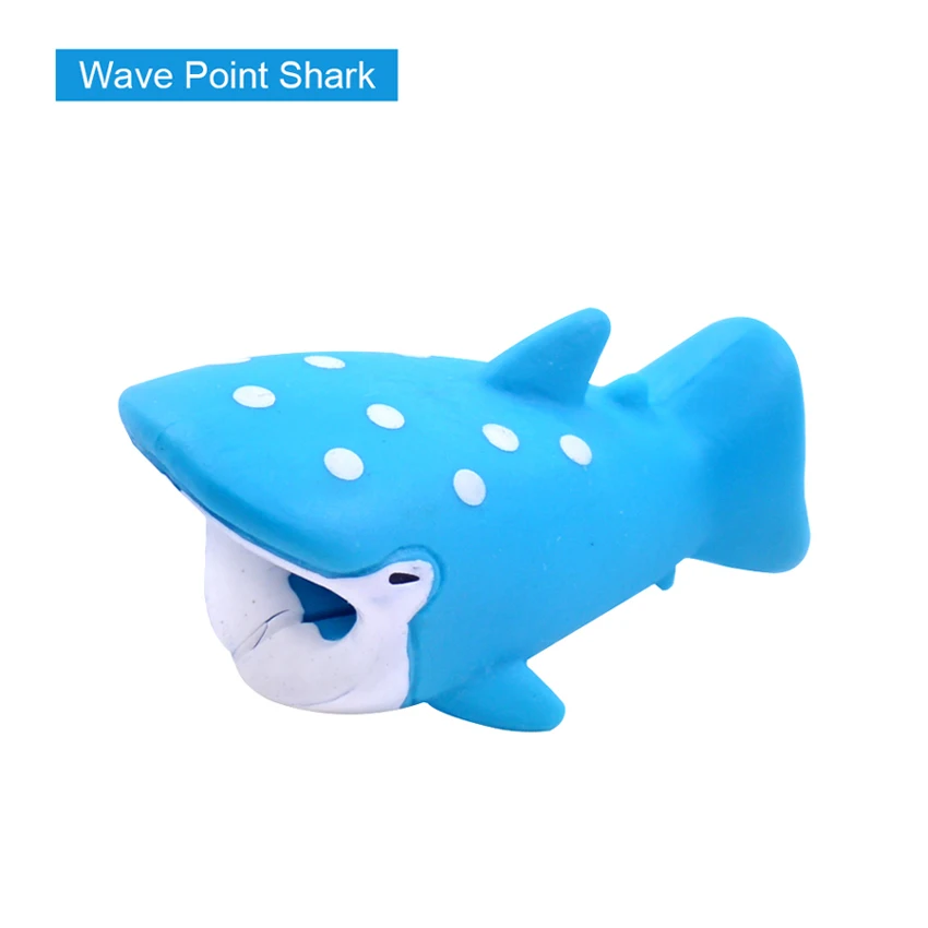Wave Point Shark CHIPAL Симпатичные животные укуса намотки для iPhone Защита для usb-кабеля зарядное устройство Органайзер чомперы мультфильм укусы держатель телефона аксессуар - Цвет: Wave Point Shark