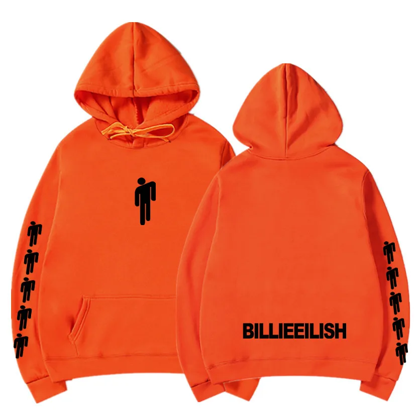 Orange 84 Новая горячая Billie Eilish Толстовка Мужская Черная хлопковая толстовка пара Billie Eilish Толстовка простая сохраняющая тепло Женская/Мужская толстовка одежда - Цвет: Orange 84