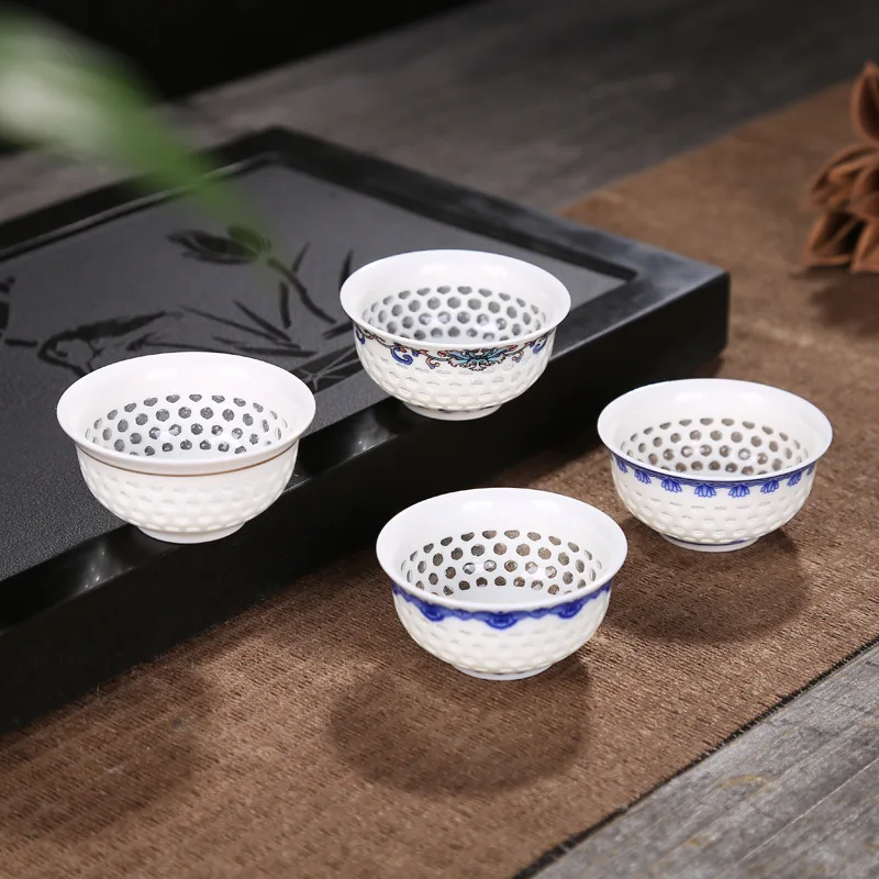 6 шт./лот 25 мл Цзиндэчжэнь сине-белая фарфоровая прозрачная чайная чашка