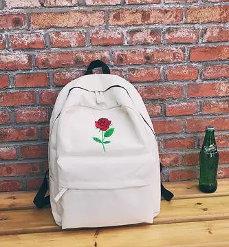 1 шт./лот холщовый рюкзак в консервативном стиле Женский школьный с вышивкой розы