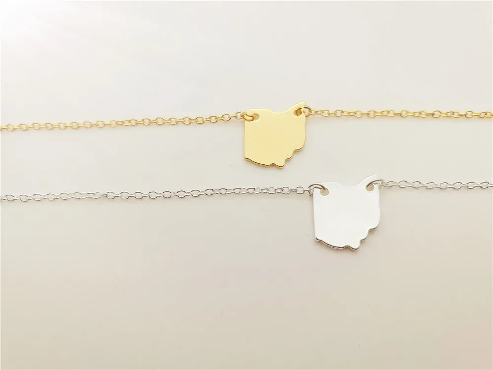 10 шт.-милый браслет с картой Огайо контурные браслеты американская карта штатов