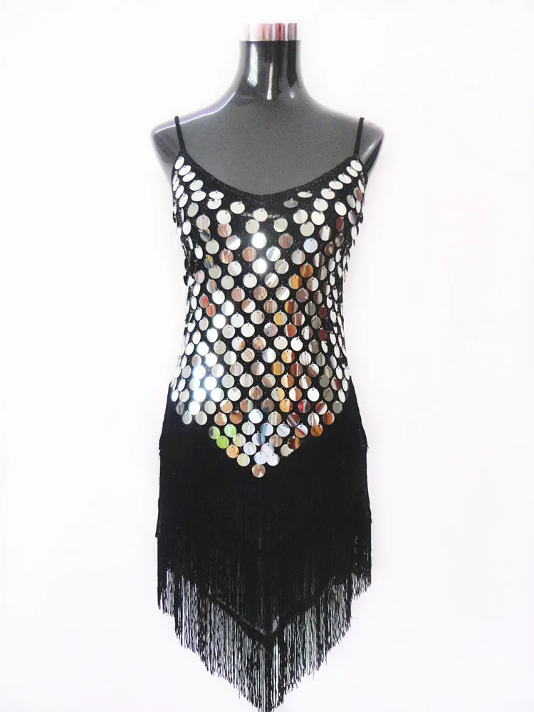 Платье с кисточками для латинских танцев блестками профессиональное платье