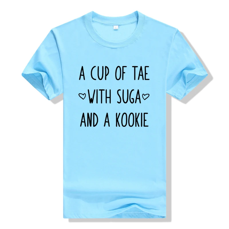 KPOP/футболка A CUP OF TAE WITH Suga AND Kookie модная футболка унисекс в Корейском стиле с
