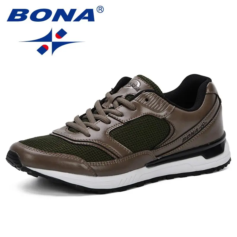 KHAKI BONA/Мужская обувь; Новинка года; мужская повседневная обувь; модные мужские кроссовки на шнуровке; Мужская Вулканизированная обувь; удобные туфли на плоской подошве Весна Осень - Цвет: KHAKI