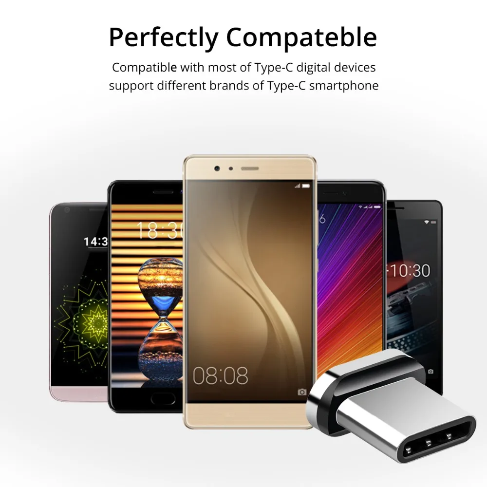 Магнитный кабель FONKEN Type C USB для быстрой зарядки телефона светодиодный магнитный