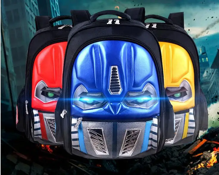 3D ученик Bookbag двойная сумка через плечо робот-трансформер Люминесцентная Водонепроницаемая детская книжная сумка