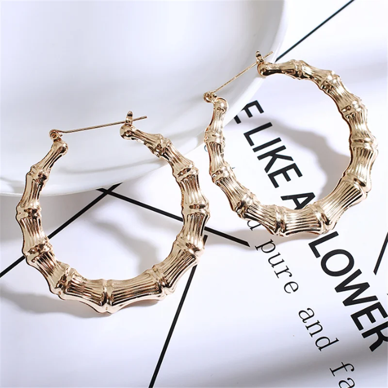 2019 новые модные золотые круглые серьги для ночного клуба большие бамбуковые