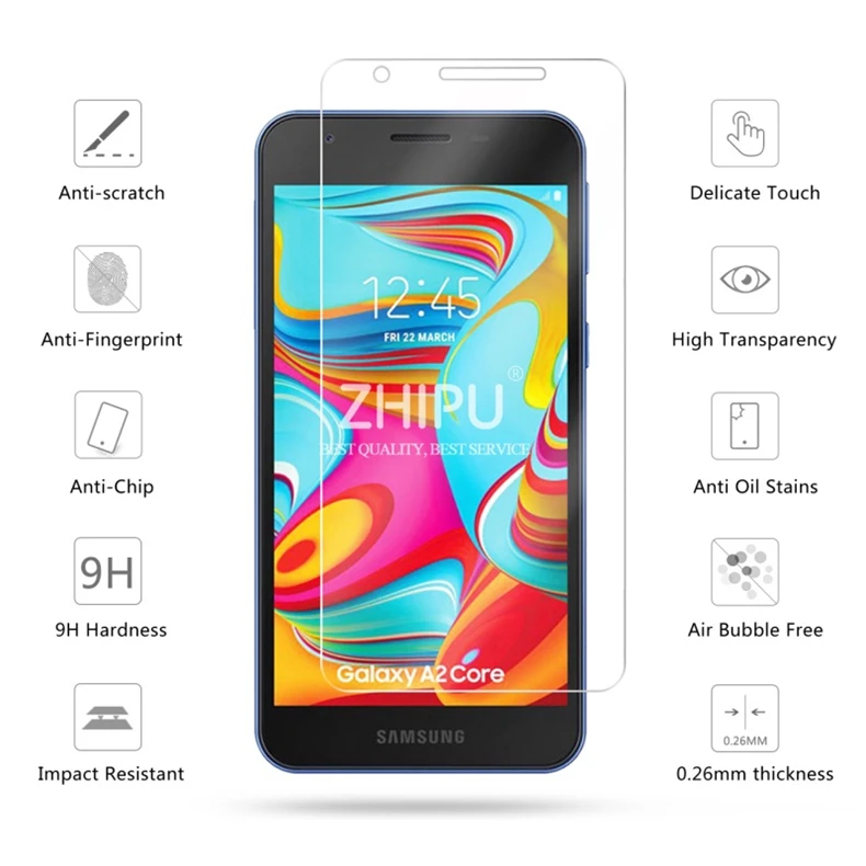 2 предмета закаленное Стекло для samsung Galaxy A2 Core Экран защитная пленка 9 H | Мобильные
