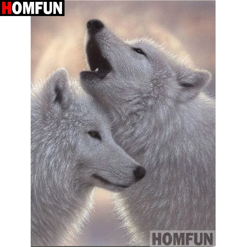 Алмазная живопись HOMFUN вышивка крестиком алмазная животная волк Стразы картина 5D