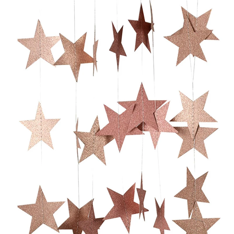

4M 7cm Paper Garland Star Shape String Banners Baby Shower Bunting Hanging Paper Happy Birthday Wedding Party Home Decoration
