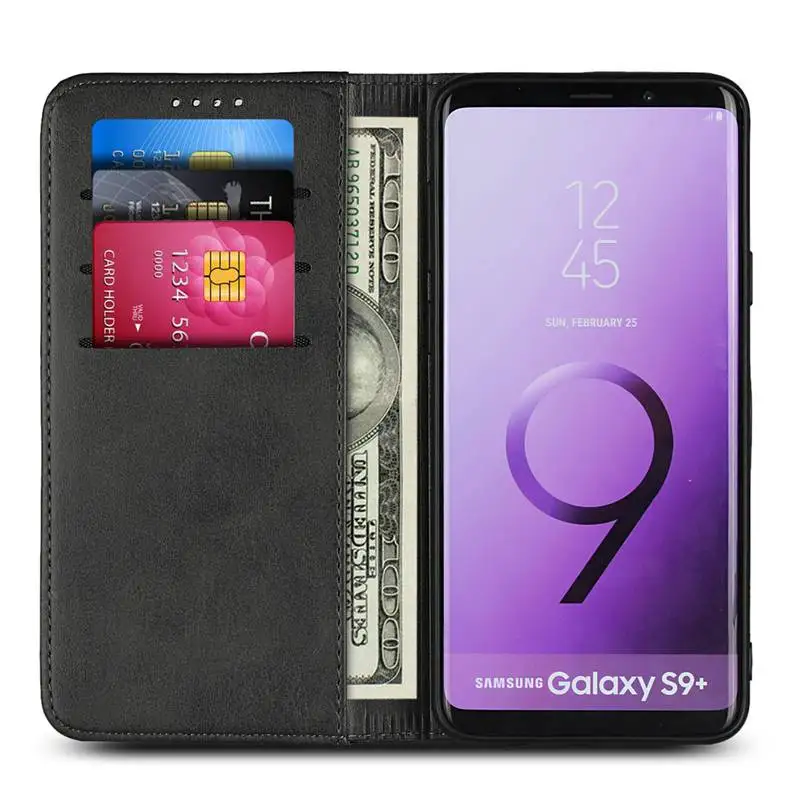 Магнитный флип чехол для Samsung Galaxy S9 Plus кошелек в стиле ретро Роскошный из