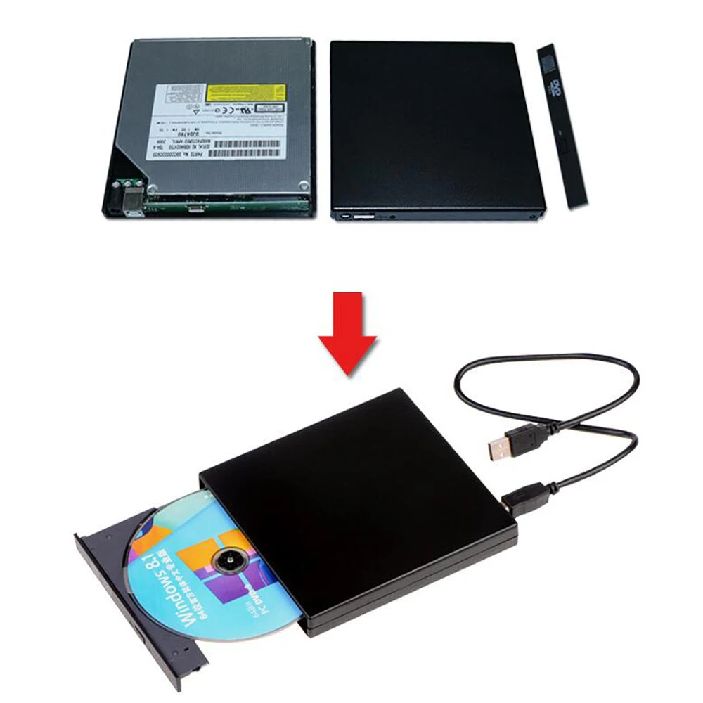 9,5 мм USB 2,0 Внешний Оптический привод Внешний чехол DVD CD DVD-Rom DVD RW к IDE жесткий диск Caddy адаптер новейший