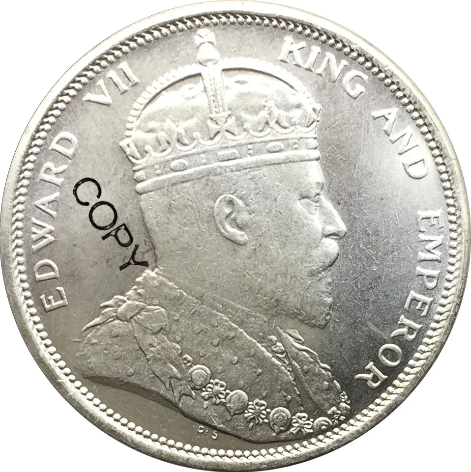 Малайзия переменные расчеты 1 доллар Эдвард VII 1907 латунная Посеребренная