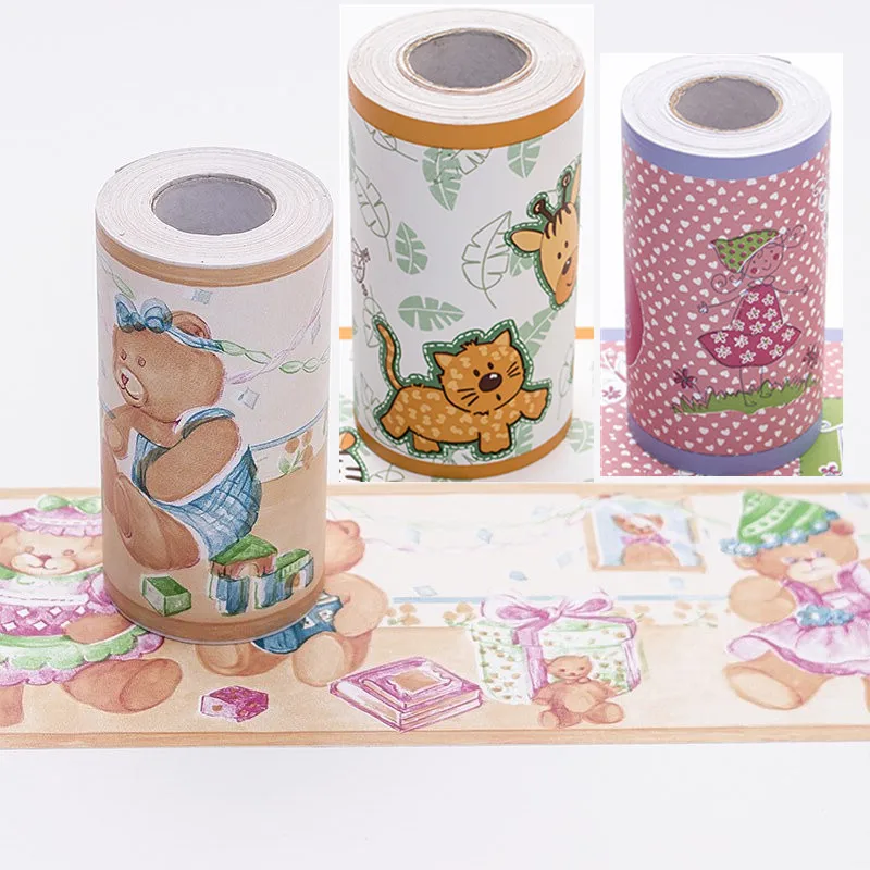 10 м Мультфильм Самоклеящиеся обои ПВХ Водонепроницаемый границы линия талии