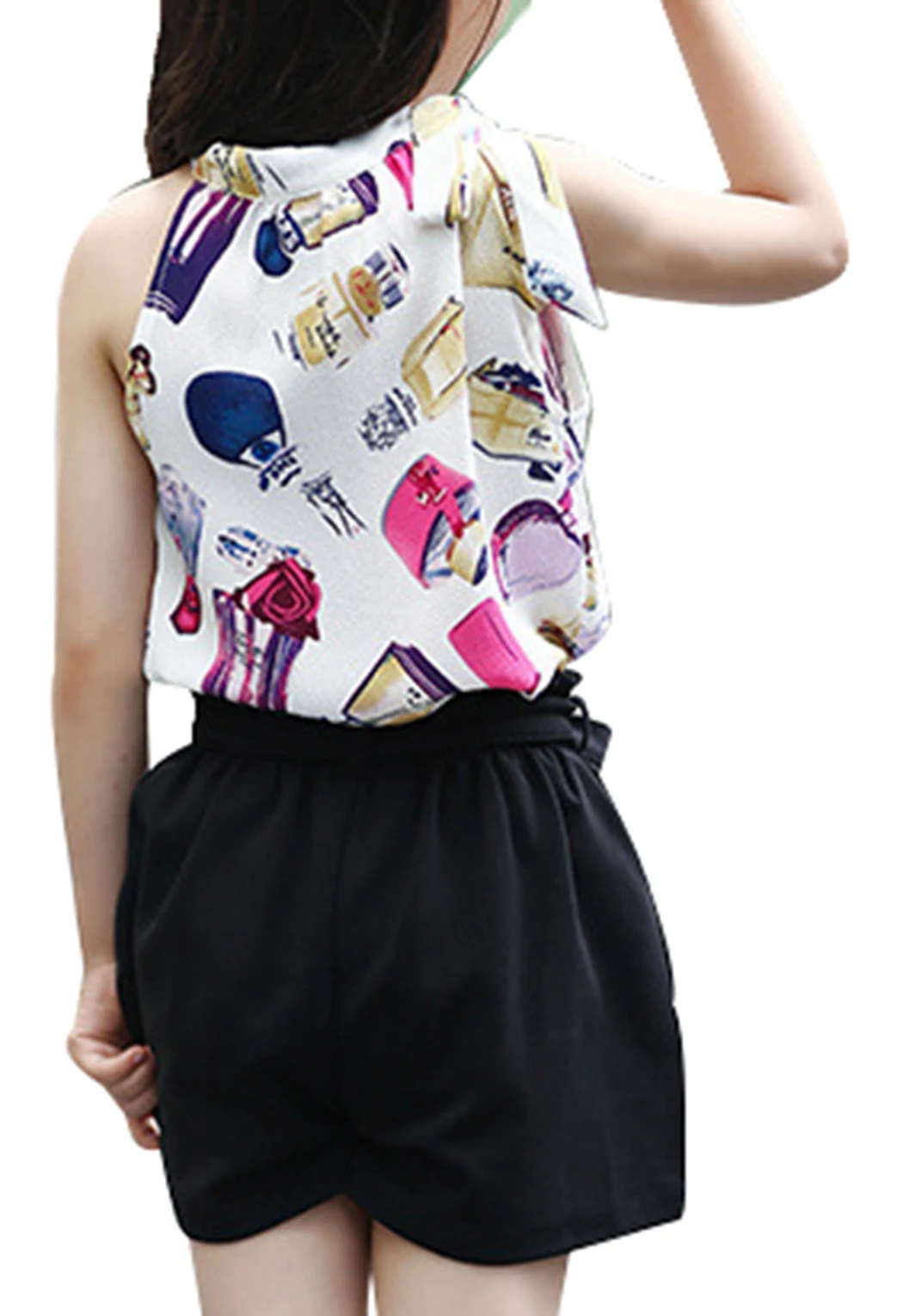 Высокое качество детская мода для девочек без рукавов с круглым вырезом Футболка