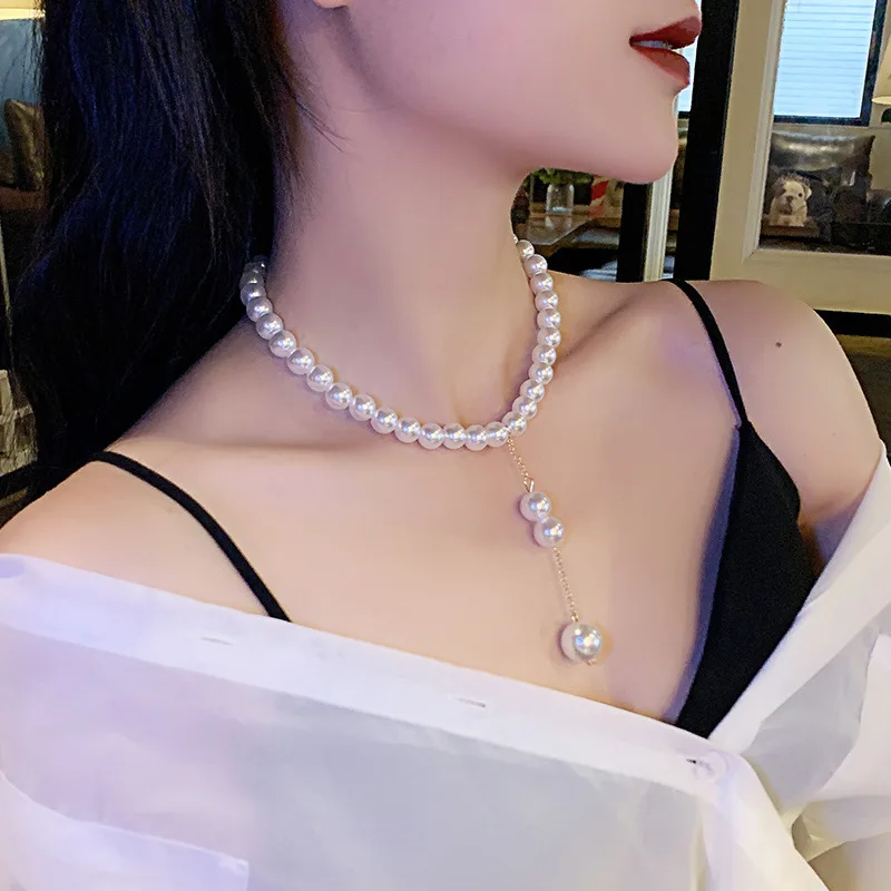 Ожерелье чокер с имитацией жемчуга женское стильное ювелирное изделие коротким