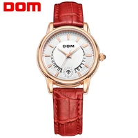 dom fashion ladies casual watches luxury brand leather strap clock hours women quartz watch flowers female wristwatch g 1698