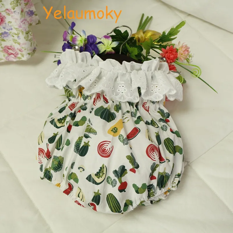 Shoulderless Дети Хлопок Летний кружевной комбинезон ребенка оборками для хлопковый