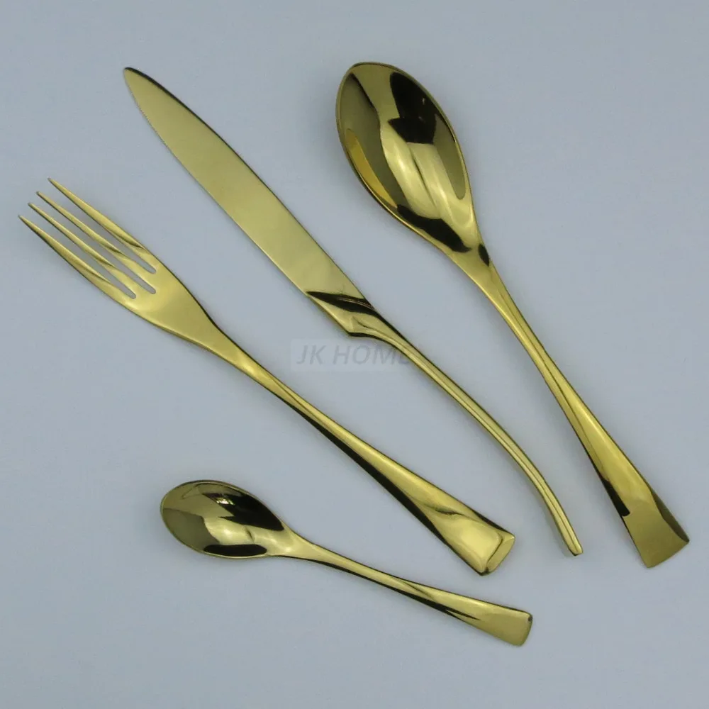 4 Pcs/Set Gold Cutlery Set Stainless Steel Silverware Western Food Tableware Fork Steak Knife TeaSpoon Dinnerware | Дом и сад