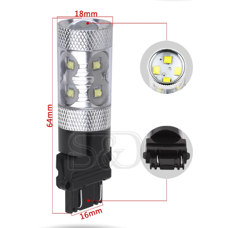 10 шт. 3156 3157 P27/7 Вт T25 60 Cree chips белая лампа автомобильная противотуманная фара с