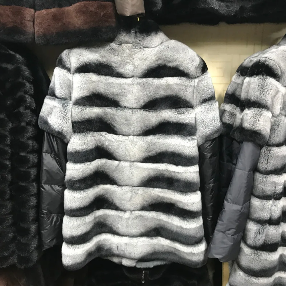 Новые женские шарф из настоящей шерсти кролика декоративного пальто 100%