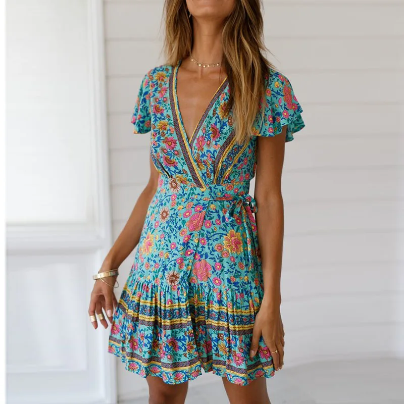 Женское платье с цветочным принтом Forefair винтажное мини-платье А-силуэта в стиле