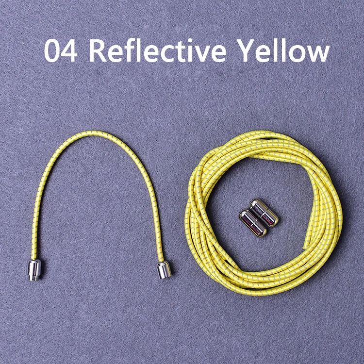 High Quality Lazy Shoelaces Locking Buckle Reflective Metal Capsule No Tie Elastic Shoe Laces Kids Adult Round Shoe Laces 100cm