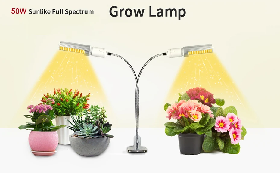 phytolamp 50W Led Grow Light Full Spectrum Lamp For Plant Potted Vegetable Flower 88LEDs Dimmable Plants Lamps