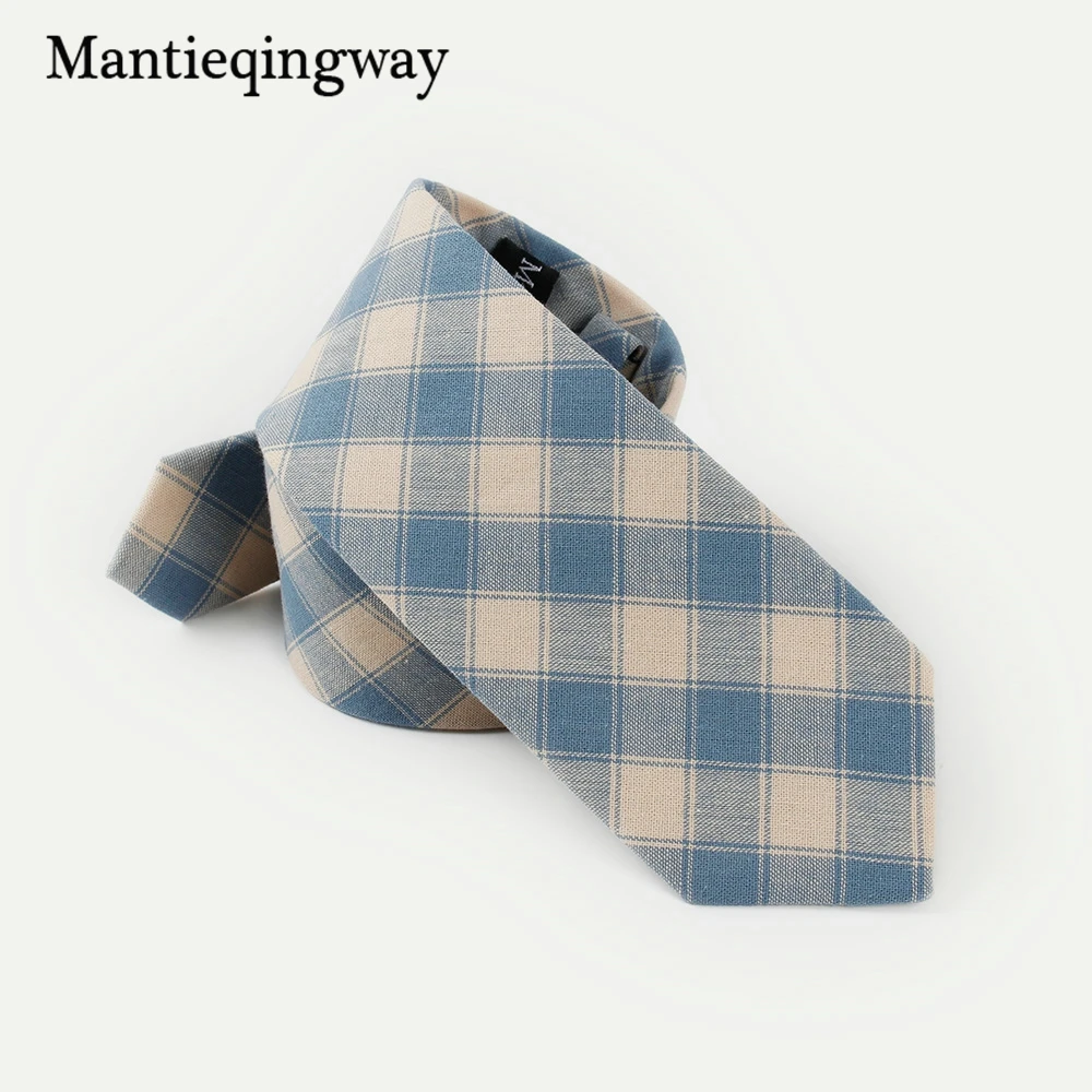 Бренд mantieqingway хлопок Для мужчин S Галстуки для Костюмы Свадебные Тощий Плед