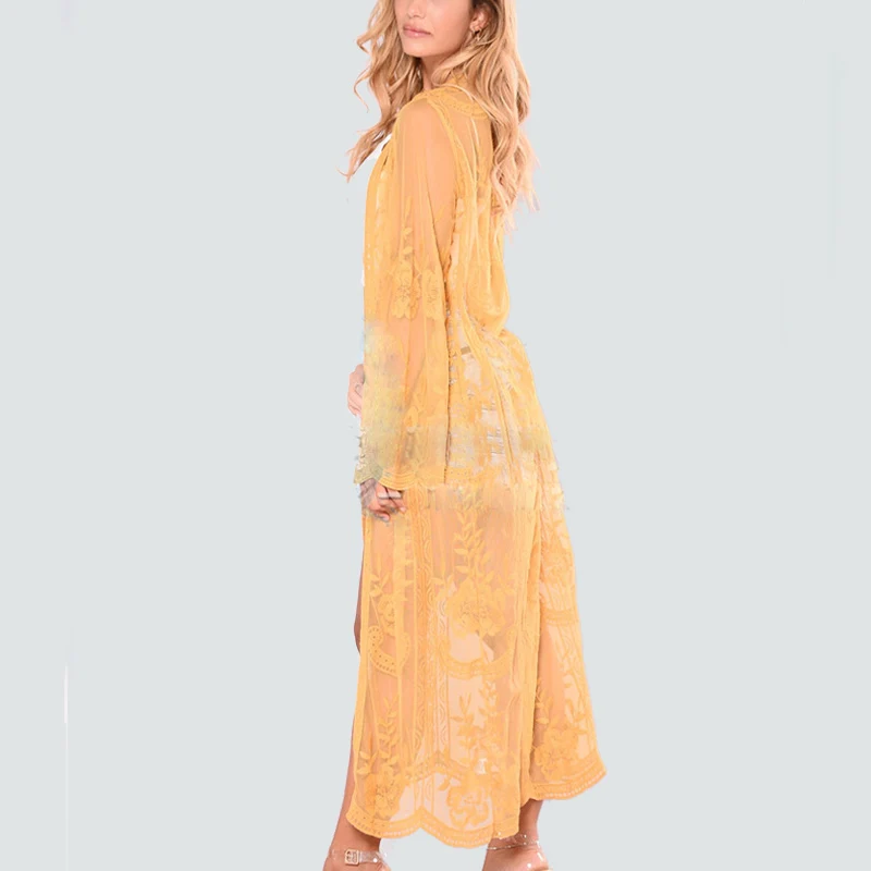 Новинка 2019 года летний кардиган кимоно Пляжная накидка женские блузки с вышивкой