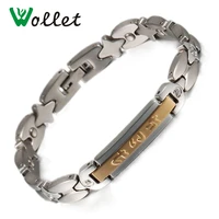 wollet jewelry cz stone stainless steel japanese id bracelet bangle for women gold or rose gold color healing energy health care