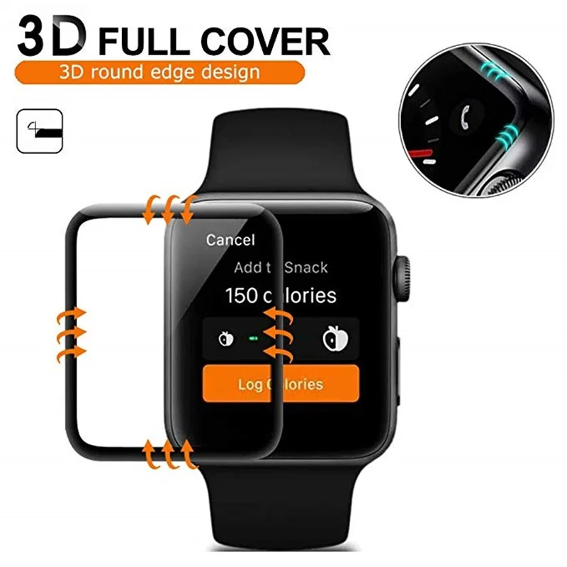 2 шт 3D закаленное стекло для Apple Watch 38 мм 42 40 44 серии 4 3 1 полное покрытие изогнутый