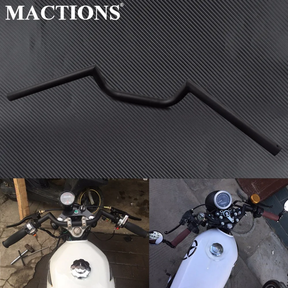Универсальный черный/Хромированный руль для мотоцикла 7/8 дюйма Harley Suzuki Kawasaki Bobber