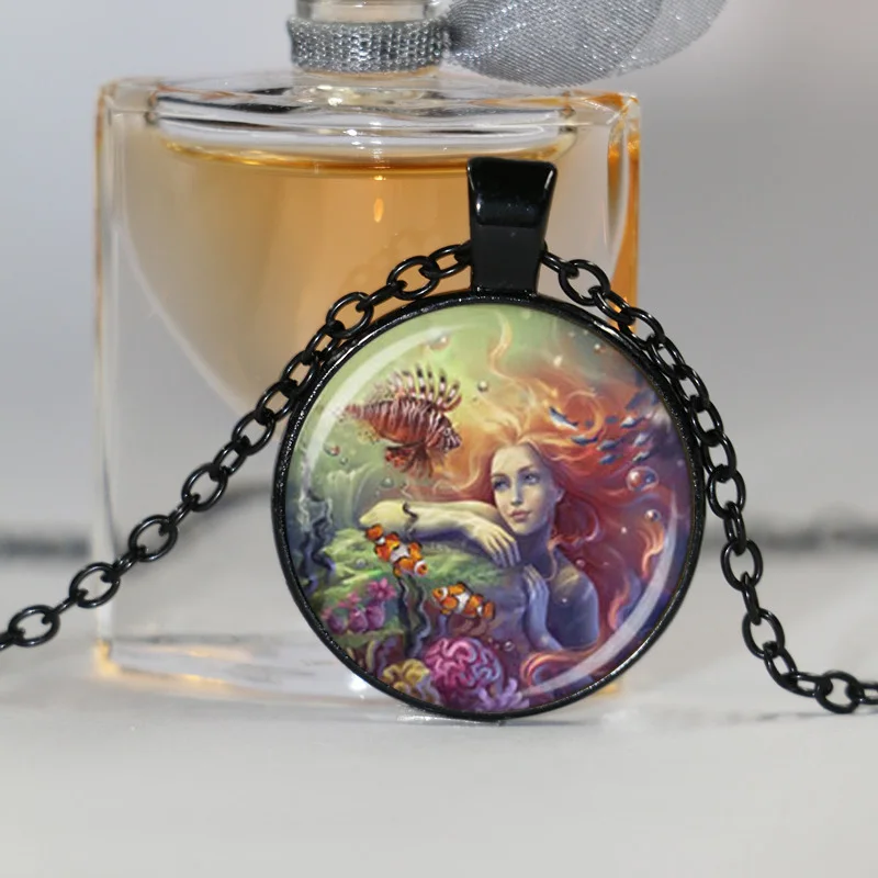 Стеклянный купол оптом ожерелье с русалкой картины в стиле фентези ювелирные