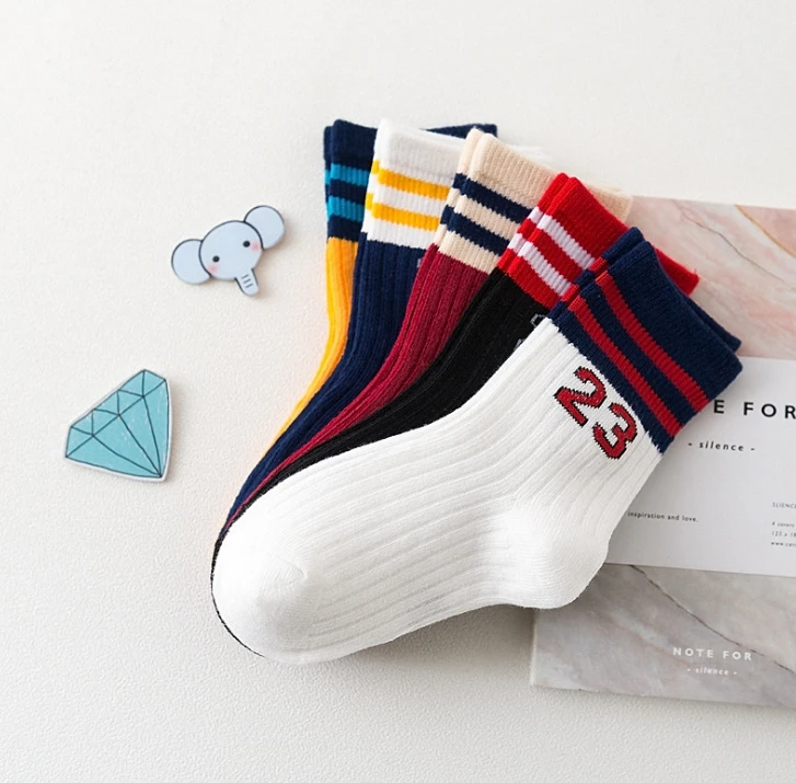 Children Socks 1 lot=5pairs=10 pieces Boys Girls Spring Autumn Cotton Baby Letter-print Kids |
