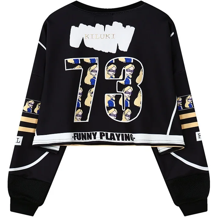 Женский укороченный топ новинка 2018 Харадзюку уличный свитер с принтом Алисы