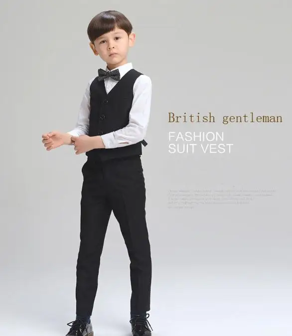 4pieces set autumn 2017 children's leisure clothing sets kids baby boy suit vest gentleman clothes for weddings formal clothing
