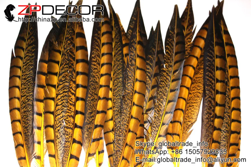 ZPDECOR 10 12 дюймов (25 30 см) 50 шт./лот окрашенные Золотые женские перья из хвоста фазана