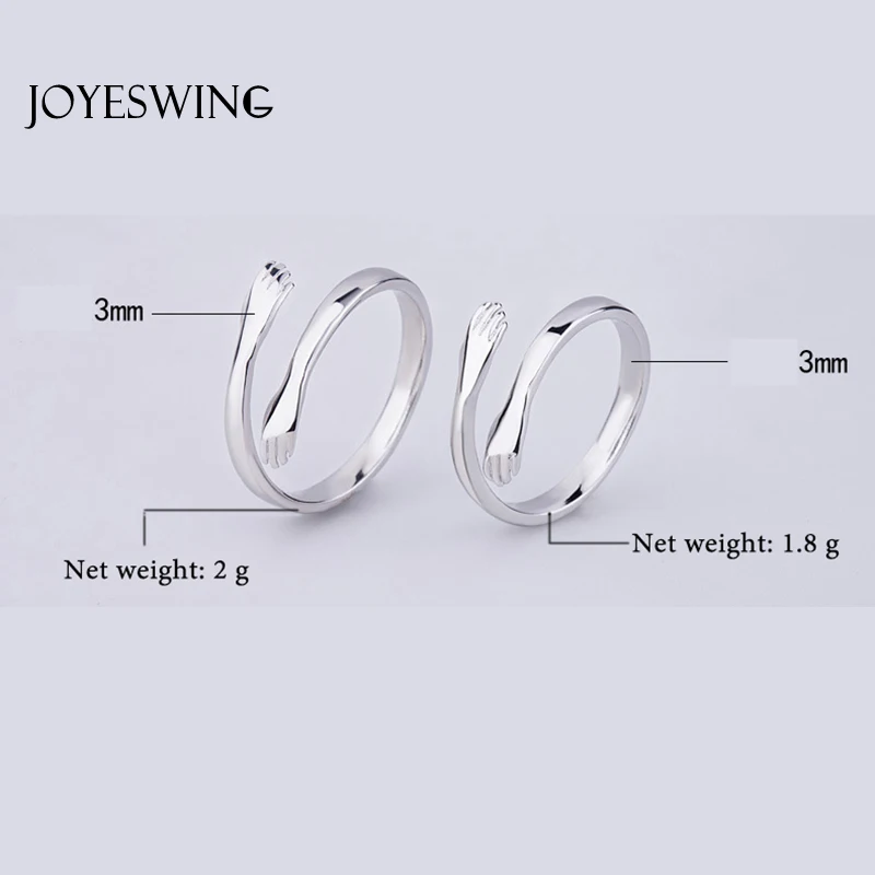JOYESWING Fashion New Design Charms Hugging Hands Rings for Lovers' Engagement Wedding Jewelry Open Finger Women Femme | Украшения и
