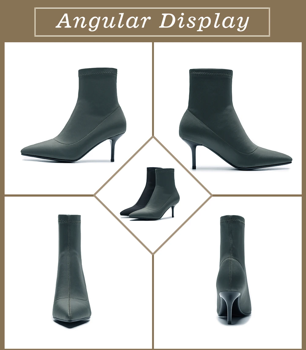 SOPHITINA Sexy Pointed Toe Boots Fashion High Quality Silk Thin Heels Solid Women's Shoes New Hot Sale Unique Ankle Boots MO238