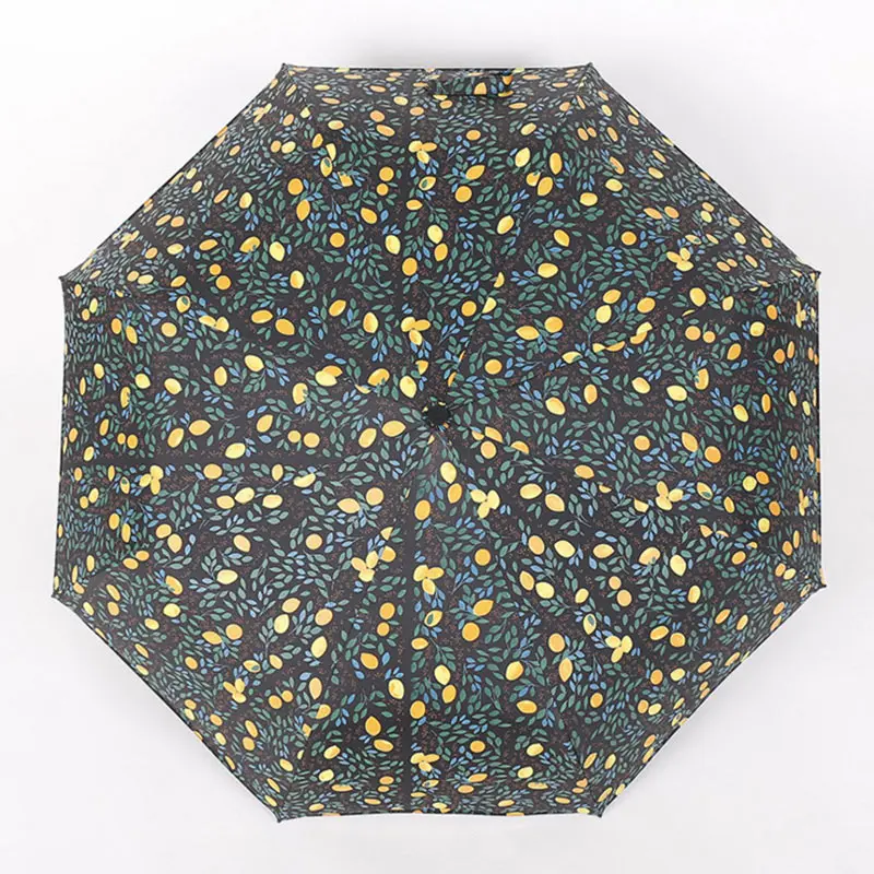 Creative small fresh minimalist Sen goddess sunny umbrella lemon print folding dual-use sunscreen | Дом и сад