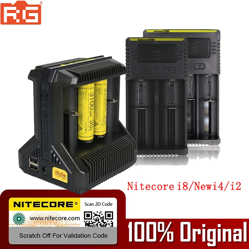 100% оригинальное зарядное устройство Nitecore I8 Новинка I2 I4 ЖК интеллектуальное Li-Ion