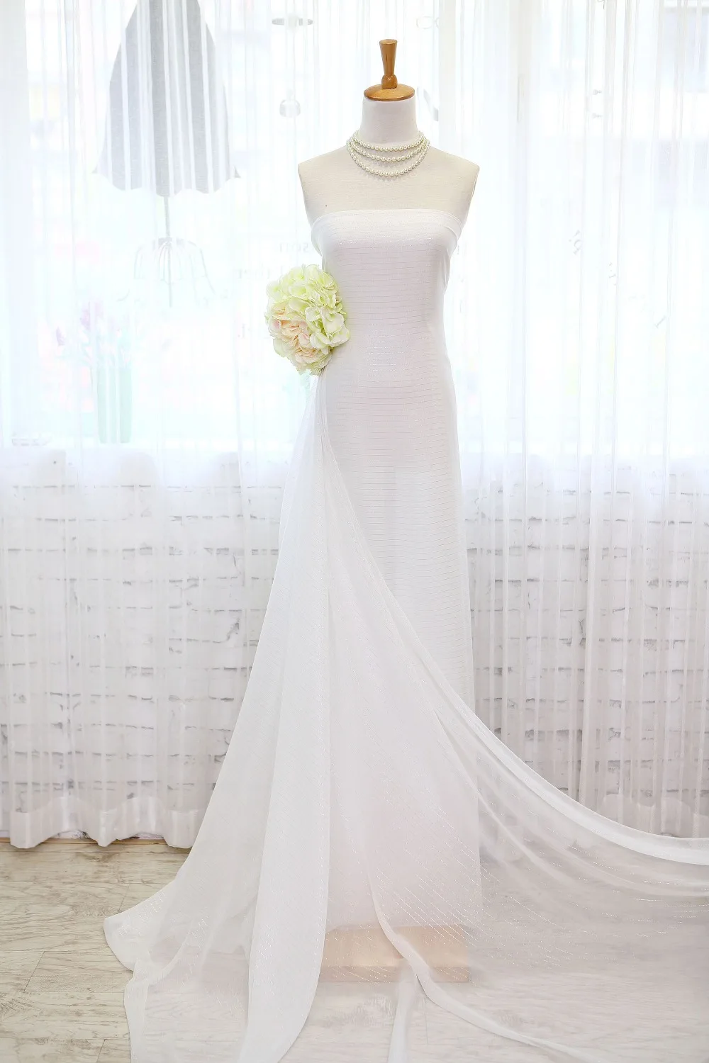 Белая шелковая ткань из натурального шелка тонкая цельная шифоновая для платья