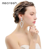 mecresh simple geometric 2 colors long cz piercing earrings for women trendy drop bridal pendientes 2022 wedding jewelry meh1119