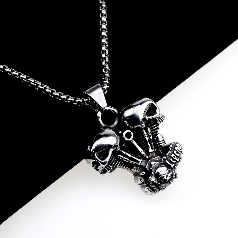 Цепочка мужская с подвеской в виде локомотивного двигателя из нержавеющей