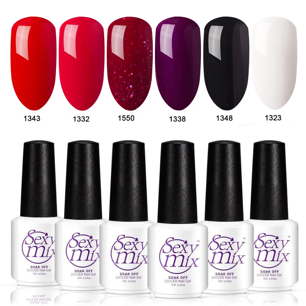 Сексуальный микс 6 шт УФ гель для ногтей с подарочной коробкой набор дизайн