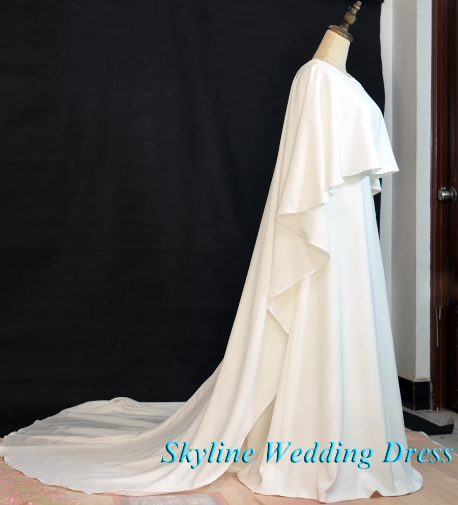 Платье свадебное с шарфом коротким шлейфом и длинными рукавами|Свадебные платья|