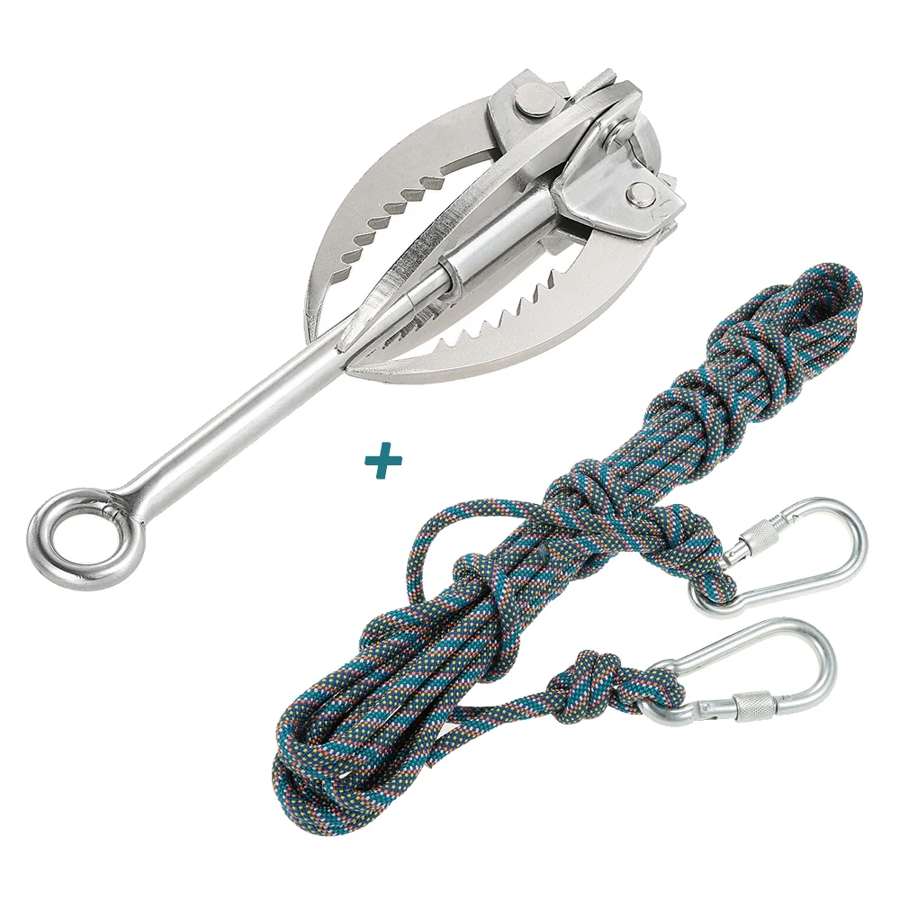 Hook with Rope Lixada 350 кг 4 когти, крюк для альпинизма, складной стальной крюк для альпинизма, оборудование для альпинизма, Канатный карабин, скала - Цвет: Hook with Rope